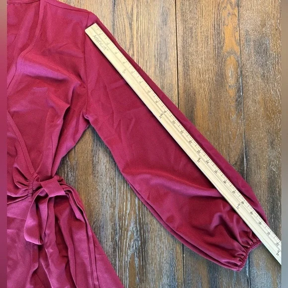 Nagoo Women’s Burgundy Red Ruffled Wrap Dress Size S - Picture 9 of 13
